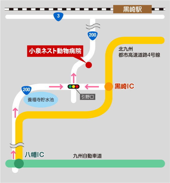 九州自動車道からアクセスする場合の地図